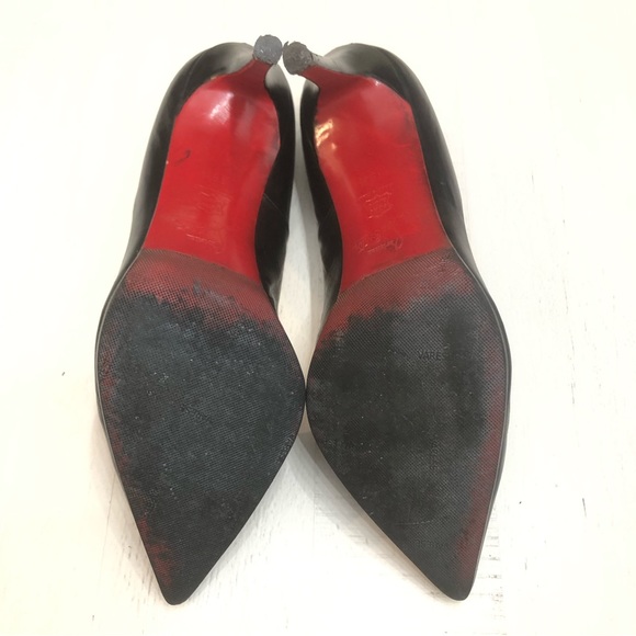 Christian Louboutin Black Leather Pointed Heels Sz 39 1/2 - Picture 15 of 15